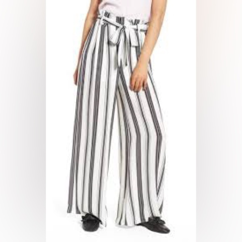 NWT PRETTY PALAZZO CROPPED STRIPED PANTS SIZE 12 MADISON